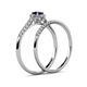 6 - Selena Prima 1.16 ctw of Blue Sapphire Accented Natural Diamonds Halo Bridal Set Ring 