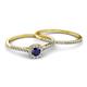 4 - Selena Prima 1.16 ctw of Blue Sapphire Accented Natural Diamonds Halo Bridal Set Ring 