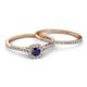 4 - Selena Prima 1.16 ctw of Blue Sapphire Accented Natural Diamonds Halo Bridal Set Ring 