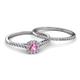 4 - Selena Prima 1.11 ctw of Pink Sapphire Accented Natural Diamonds Halo Bridal Set Ring 