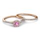 4 - Selena Prima 1.11 ctw of Pink Sapphire Accented Natural Diamonds Halo Bridal Set Ring 