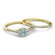 4 - Selena Prima 1.09 ctw of Aquamarine Accented Natural Diamonds Halo Bridal Set Ring 