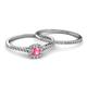 4 - Selena Prima 1.09 ctw of Pink Tourmaline Accented Natural Diamonds Halo Bridal Set Ring 