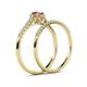 6 - Selena Prima 1.09 ctw of Pink Tourmaline Accented Natural Diamonds Halo Bridal Set Ring 