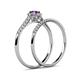 6 - Selena Prima 1.09 ctw of Amethyst Accented Natural Diamonds Halo Bridal Set Ring 