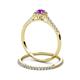 5 - Selena Prima 1.09 ctw of Amethyst Accented Natural Diamonds Halo Bridal Set Ring 