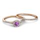 4 - Selena Prima 1.09 ctw of Amethyst Accented Natural Diamonds Halo Bridal Set Ring 