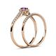 6 - Selena Prima 1.09 ctw of Amethyst Accented Natural Diamonds Halo Bridal Set Ring 