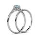 6 - Selena Prima 1.09 ctw of Blue Topaz Accented Natural Diamonds Halo Bridal Set Ring 