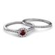 4 - Selena Prima 1.13 ctw of Red Garnet Accented Natural Diamonds Halo Bridal Set Ring 