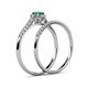 6 - Selena Prima 1.09 ctw of Emerald Accented Natural Diamonds Halo Bridal Set Ring 