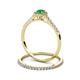 5 - Selena Prima 1.09 ctw of Emerald Accented Natural Diamonds Halo Bridal Set Ring 