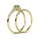 6 - Selena Prima 1.09 ctw of Emerald Accented Natural Diamonds Halo Bridal Set Ring 