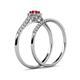 6 - Selena Prima 1.11 ctw of Ruby Accented Natural Diamonds Halo Bridal Set Ring 