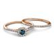 4 - Selena Prima 1.11 ctw of London Blue Topaz Accented Natural Diamonds Halo Bridal Set Ring 