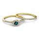 4 - Selena Prima 1.09 ctw of Blue Diamond Accented Natural Diamonds Halo Bridal Set Ring 