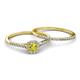 4 - Selena Prima 1.09 ctw of Yellow Diamond Accented Natural Diamonds Halo Bridal Set Ring 