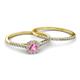 4 - Selena Prima 1.11 ctw of Pink Sapphire Accented Natural Diamonds Halo Bridal Set Ring 