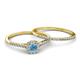 4 - Selena Prima 1.09 ctw of Blue Topaz Accented Natural Diamonds Halo Bridal Set Ring 