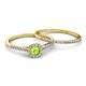 4 - Selena Prima 1.13 ctw of Peridot Accented Natural Diamonds Halo Bridal Set Ring 