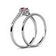 6 - Selena Prima 1.13 ctw of Rhodolite Garnet Accented Natural Diamonds Halo Bridal Set Ring 