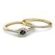 4 - Selena Prima 1.11 ctw of Black Diamond Accented Natural Diamonds Halo Bridal Set Ring 