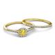 4 - Selena Prima 1.11 ctw of Yellow Sapphire Accented Natural Diamonds Halo Bridal Set Ring 