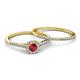 4 - Selena Prima 1.11 ctw of Ruby Accented Natural Diamonds Halo Bridal Set Ring 