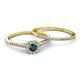 4 - Selena Prima 1.11 ctw of London Blue Topaz Accented Natural Diamonds Halo Bridal Set Ring 