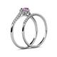 6 - Selena Prima 1.11 ctw of Pink Sapphire Accented Natural Diamonds Halo Bridal Set Ring 