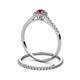 5 - Selena Prima 1.13 ctw of Rhodolite Garnet Accented Natural Diamonds Halo Bridal Set Ring 