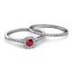 4 - Selena Prima 1.11 ctw of Ruby Accented Natural Diamonds Halo Bridal Set Ring 