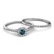 4 - Selena Prima 1.11 ctw of London Blue Topaz Accented Natural Diamonds Halo Bridal Set Ring 