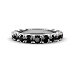 Malaine ctw Black Diamond Stone Wedding Band ctw Black Diamond Stone Wedding Band in K White Gold