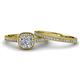 3 - Renee 0.77 ctw Natural Diamond (4.80 mm) Halo Bridal Set Ring 