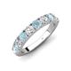 4 - Malaine 0.80 ctw Aquamarine and Lab Grown Diamonds (3.00 mm) 9 Stone Wedding Band 