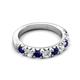 5 - Malaine 1.00 ctw Blue Sapphire and Lab Grown Diamonds (3.00 mm) 9 Stone Wedding Band 