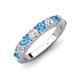 4 - Malaine 0.85 ctw Blue Topaz and Lab Grown Diamonds (3.00 mm) 9 Stone Wedding Band 