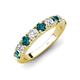 4 - Malaine 0.95 ctw London Blue Topaz and Lab Grown Diamonds (3.00 mm) 9 Stone Wedding Band 