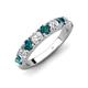 4 - Malaine 0.95 ctw London Blue Topaz and Lab Grown Diamonds (3.00 mm) 9 Stone Wedding Band 