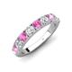 4 - Malaine 1.25 ctw Pink Sapphire and Lab Grown Diamonds (3.00 mm) 9 Stone Wedding Band 