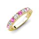 4 - Malaine 1.25 ctw Pink Sapphire and Lab Grown Diamonds (3.00 mm) 9 Stone Wedding Band 