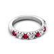 5 - Malaine 0.90 ctw Ruby and Lab Grown Diamonds (3.00 mm) 9 Stone Wedding Band 