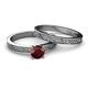 6 - Cael 1.05 ct Classic Red Garnet Solitaire Bridal Set Ring 