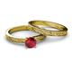 6 - Cael 0.95 ct Classic Ruby Solitaire Bridal Set Ring 