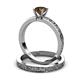 4 - Cael 1.00 ct Classic Smoky Quartz Solitaire Bridal Set Ring 