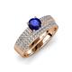 1 - Aurum 2.00 ctw Blue Sapphire Accented Natural Diamonds Double Row Bridal Set Ring  