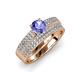 1 - Aurum 1.62 ctw Tanzanite Accented Natural Diamonds Double Row Bridal Set Ring  