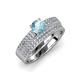 1 - Aurum 1.57 ctw Aquamarine Accented Natural Diamonds Double Row Bridal Set Ring  