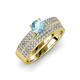 1 - Aurum 1.57 ctw Aquamarine Accented Natural Diamonds Double Row Bridal Set Ring  